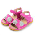 Hot Pink Baby Girl Sandals with Sliver Big Polka Dots